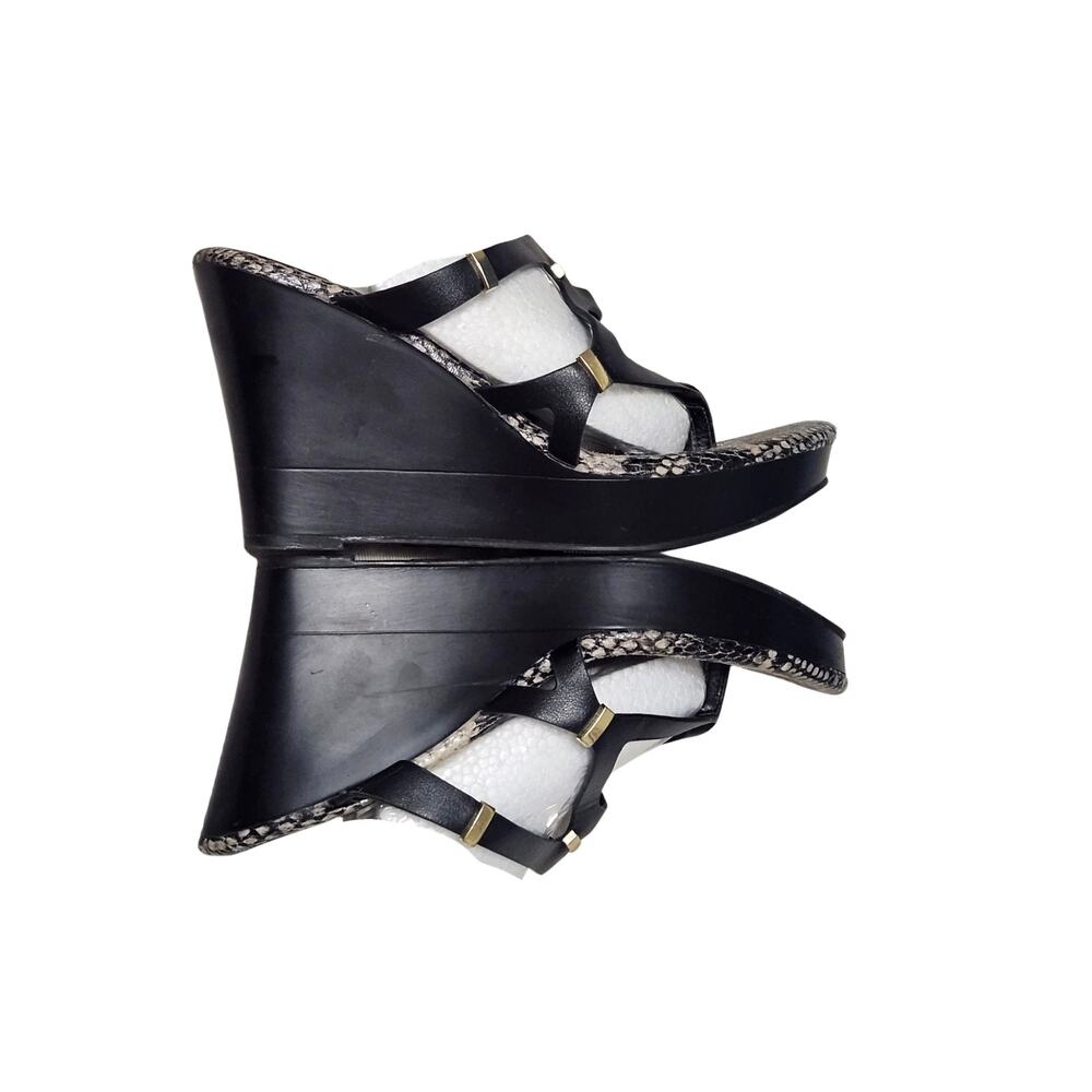 Thalia Sodi Black Marlina Srappy Sandals Snakeskin Gold-tone Hardware Size 7M - Picture 2 of 9